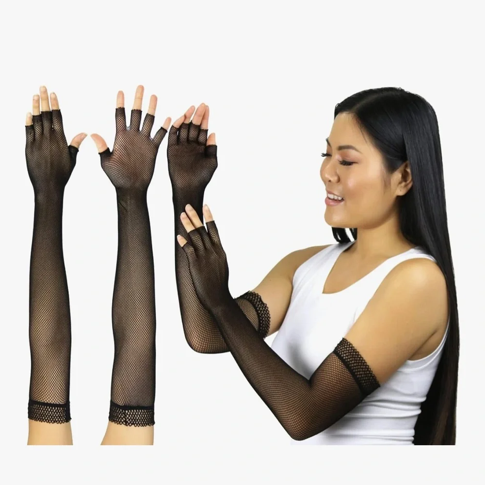 Black Fishnet fingerless gloves